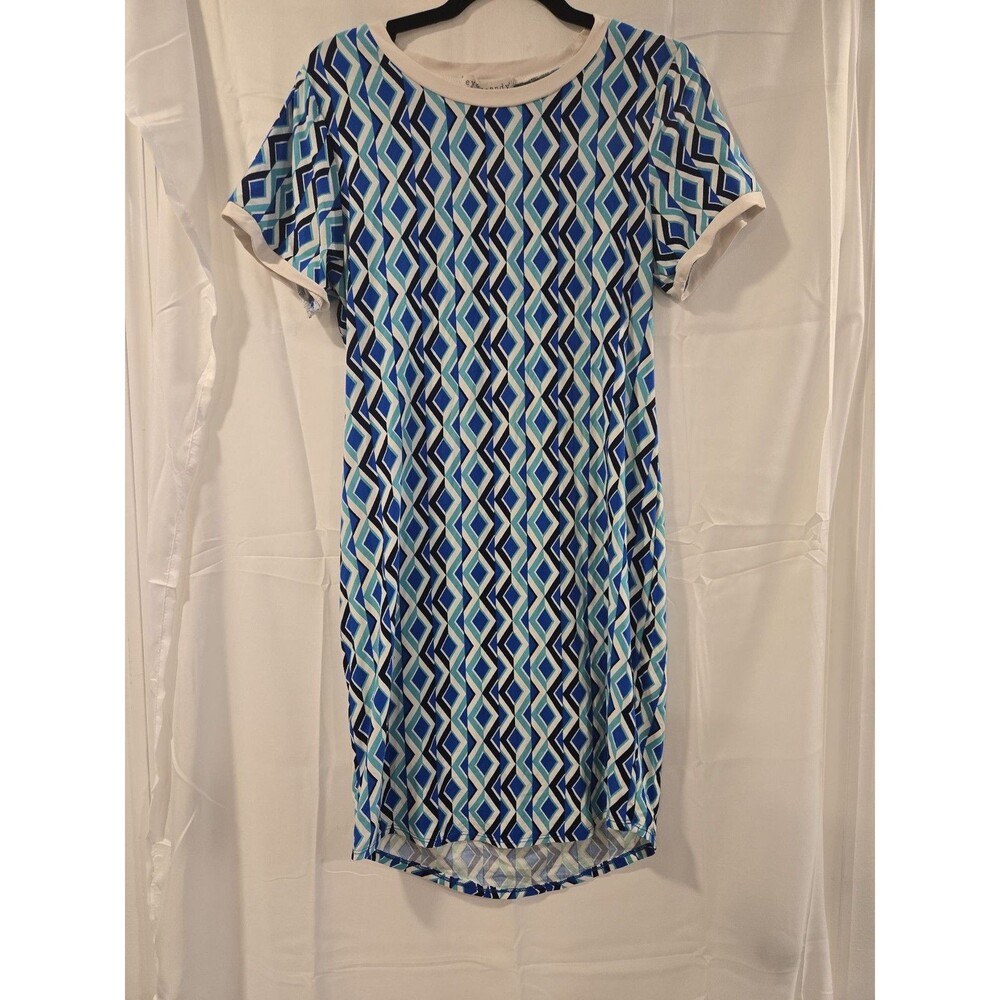 Eye Candy Geometric Diamond T-Shirt Dress Blue XL